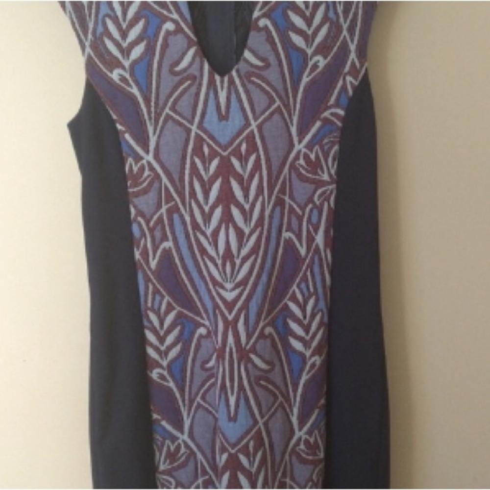 Elegant Blue and Purple Patterned Dress